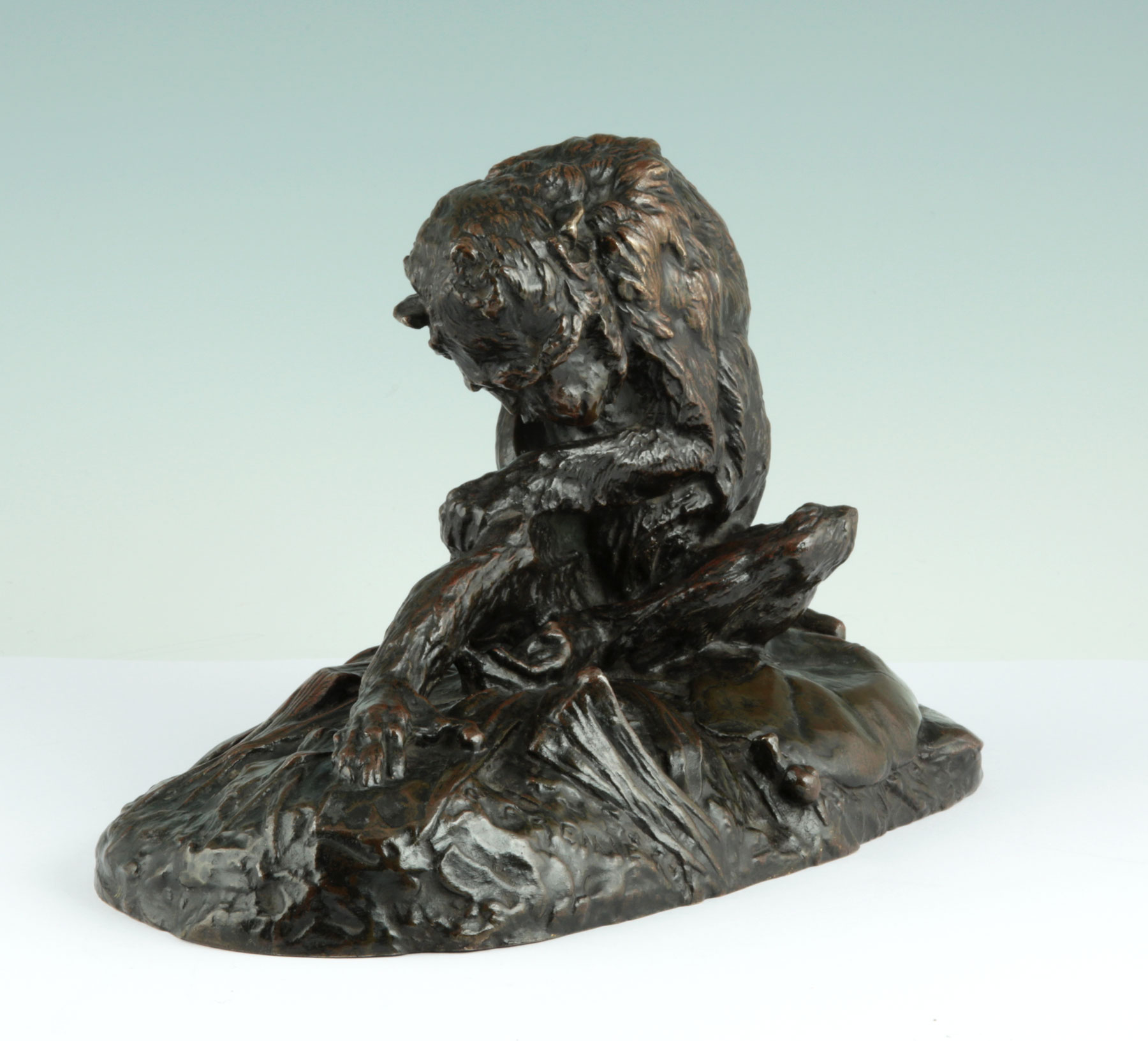 Emmanuel Fremiet Affe Bronze Figur 1890 Animalier monkey Sculpture